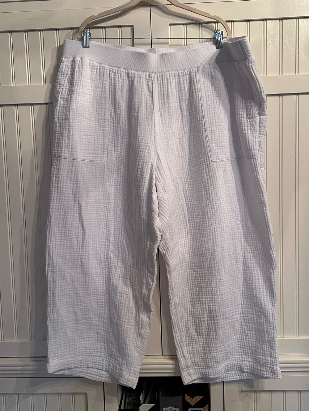 J. Jill White Gauze Cropped Pants 100% Cotton Size 3XL